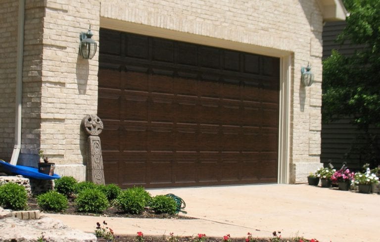 brown steel garage door