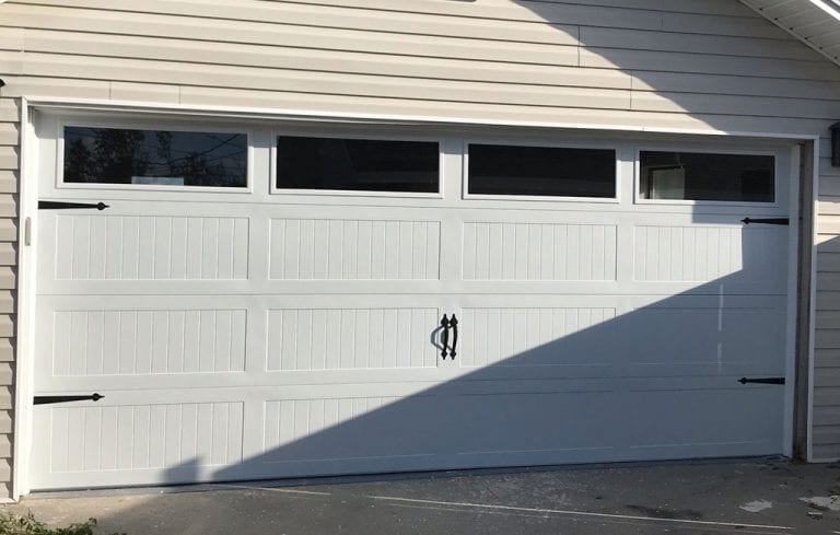 white steel garage door